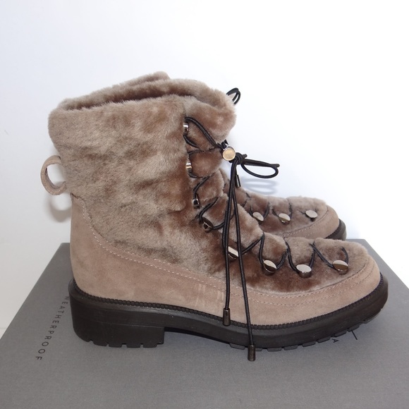Aquatalia | Lorena Suede/Shearling Boots | Taupe Made in Italy Size 7 New in Box - Picture 4 of 10